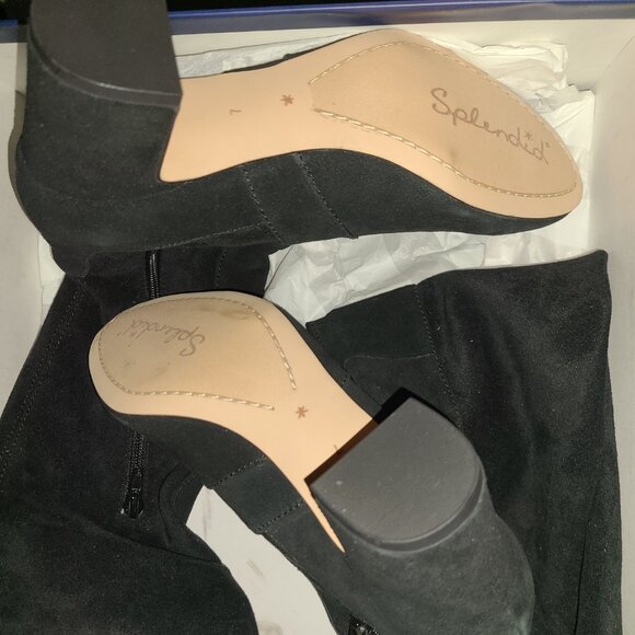 New SPLENDID 7 Charlotte Kensley Poet Black Suede Stretch OTK Over Knee Boots - Picture 7 of 8